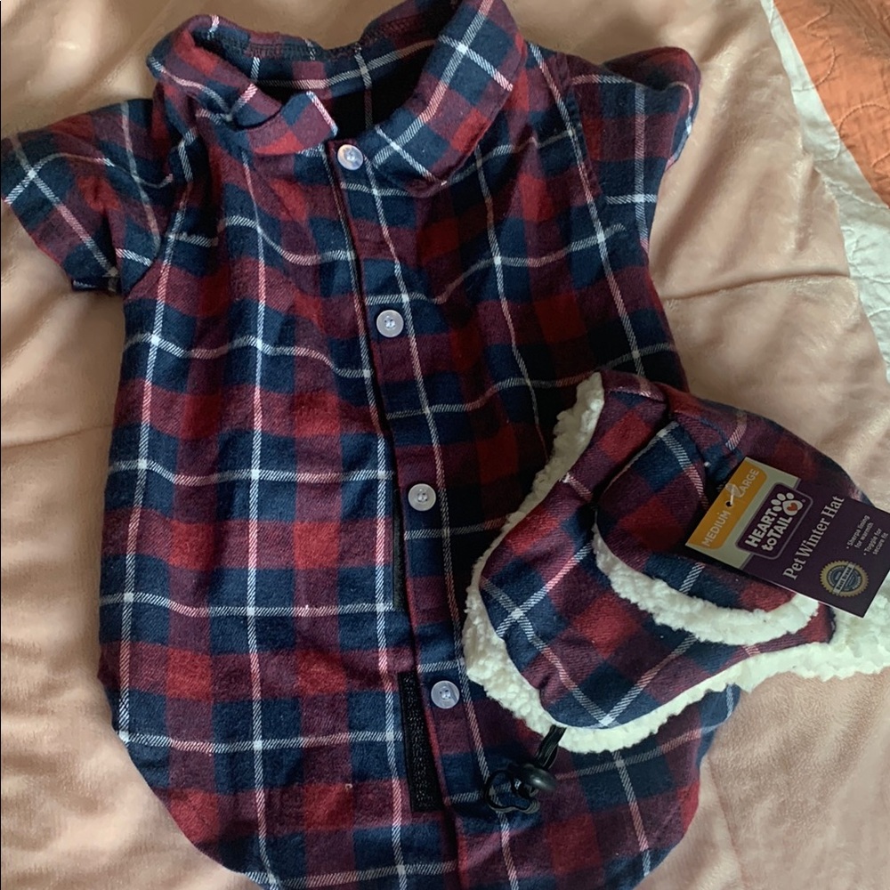 Plaid Dog Shirt and Fargo hat Set